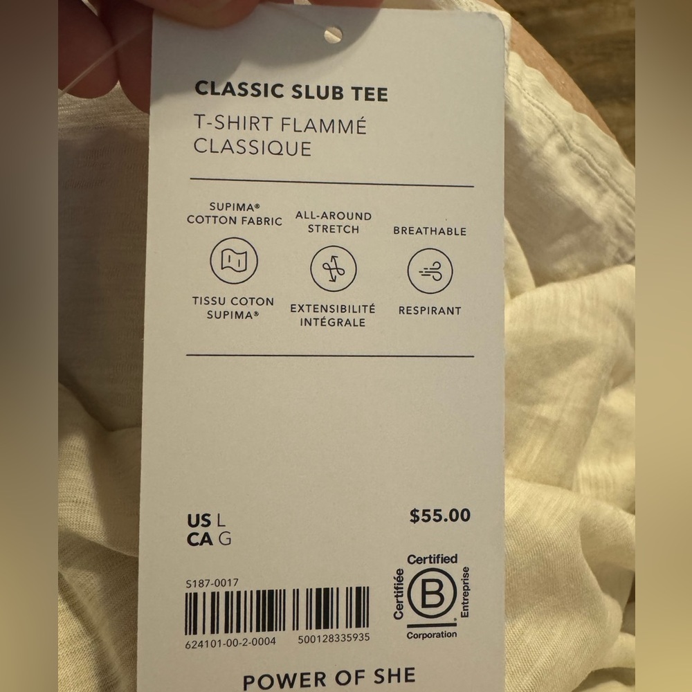 Athleta Women's Classic Slub Tee Size in Pelican Cream color. retail $55 NWT - Picture 13 of 13